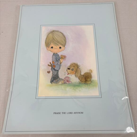 Precious Moments Art Print Praise The Lord Anyhow 14 Inch Jonathan & David - Picture 1 of 8
